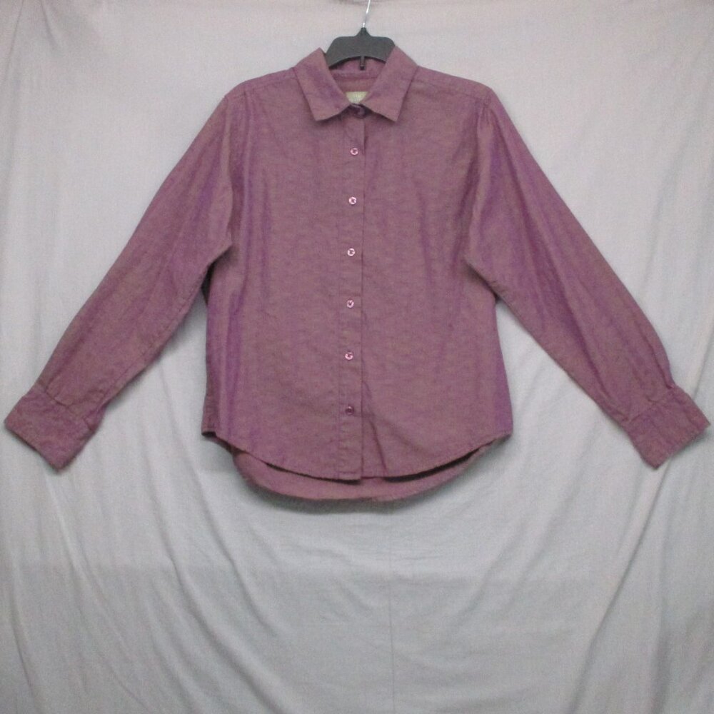 The Territory Ahead Checker Print Long Sleeve Button Down Purple Women Size | SP